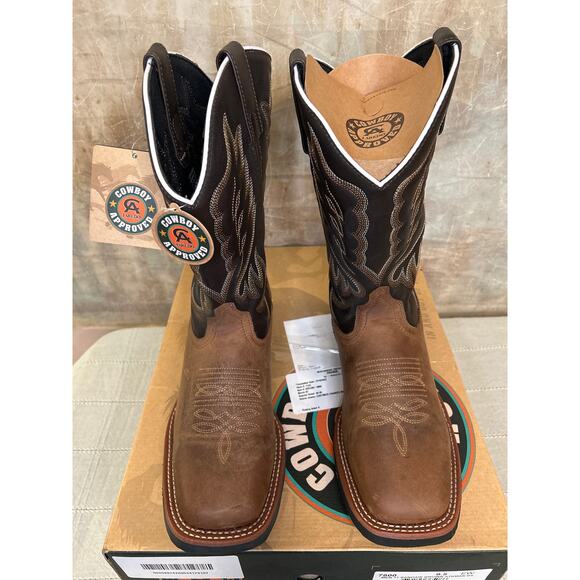 Laredo Montana 7800 Men\'s Western Cowboy Boot Sand Chocolate Leather 9.5 EW Wide main image 5